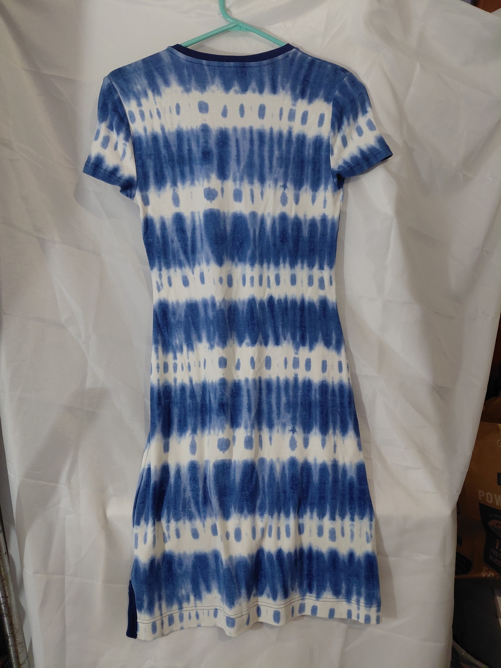 Chaps Navy & White Tie-Dye Lace-Up Midi Dress - Picture 10 of 11
